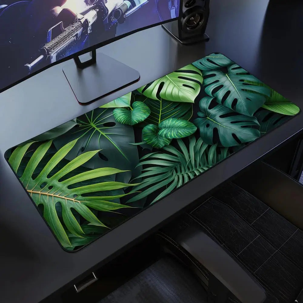 Green Tropical Plant Mouse Pad Gamer